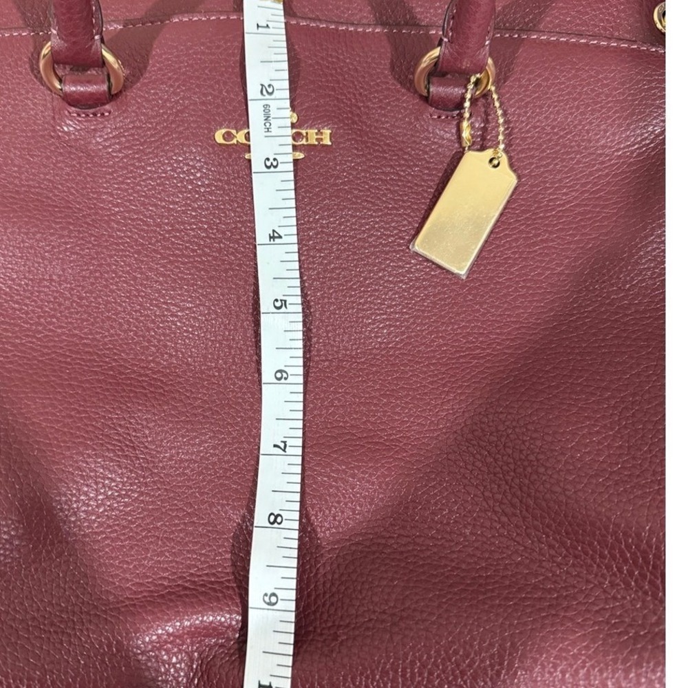 Coach Pebble Leather Satchel Burgundy Gold Hardware Top Handle Crossbody Bag - Picture 9 of 10